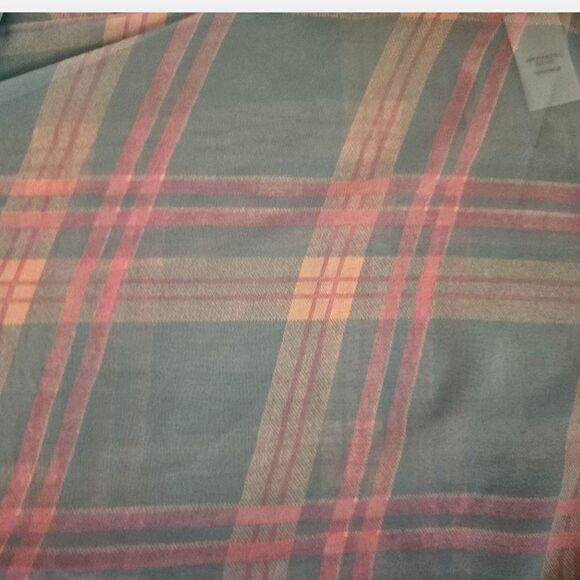 S0 Light Pink and Blue Plaid Sheer Button Up Long Sleeve Shirt RN73277 (Size L) - Picture 7 of 7